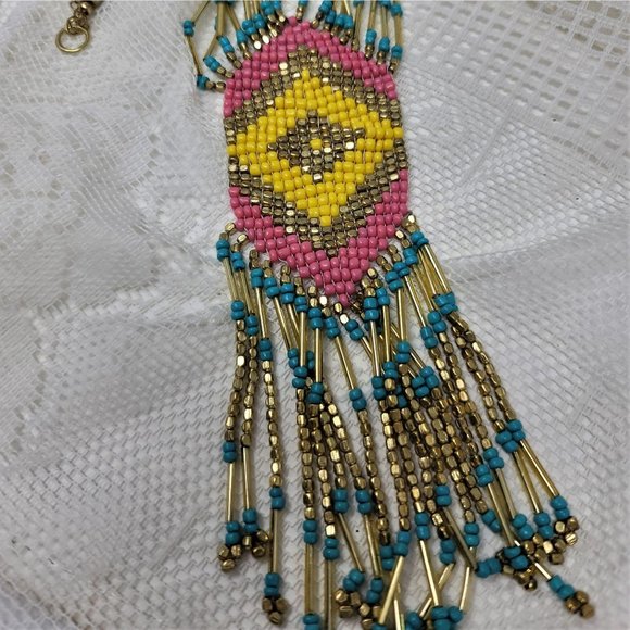 Awesome Seed Bead Necklace Hand made Turquoise - Picture 6 of 8